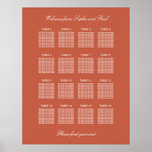 Affiche de plan de table de mariage Terracotta 16