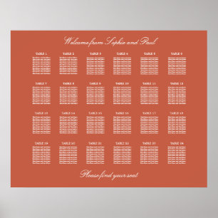 Affiche de plan de table de mariage Terracotta 24