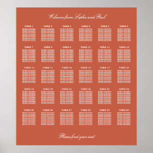 Affiche de plan de table de mariage Terracotta 30