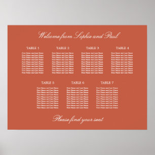 Affiche de plan de table de mariage Terracotta 7