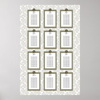 Affiche de plan de table élégante et verte à motif