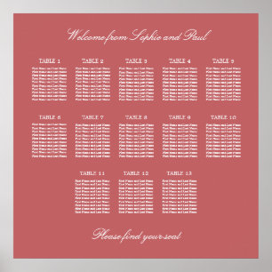 Affiche de plan de table rose poussiéreux 13