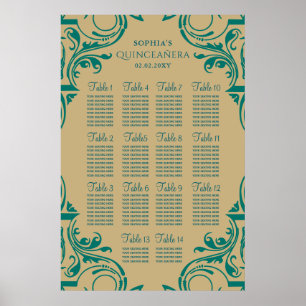 affiche de plan de table Rustic Green Gold