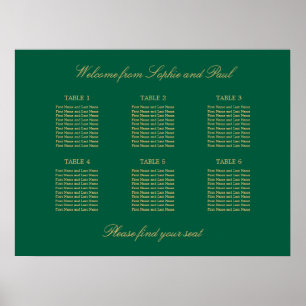 Affiche de plan de table Vert Beige Doré 6