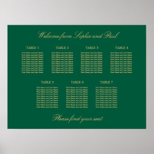 Affiche de plan de table Vert Or Beige 7