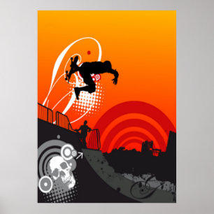 Affiche de planchiste de coucher du soleil