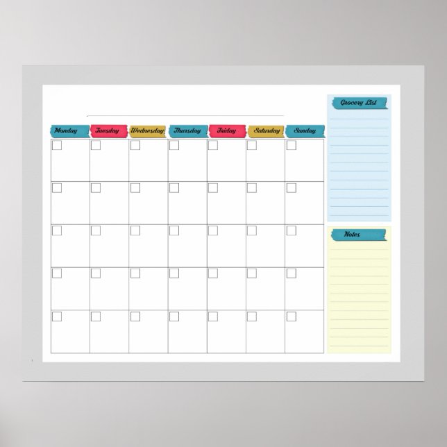 Affiche de planning mensuel (Devant)