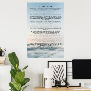 Affiche de poème Desiderata au-dessus du nuage