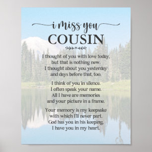 Affiche de poème pour cousin « Tu me manques »