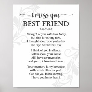 Affiche de poème pour meilleur ami « Tu me manques