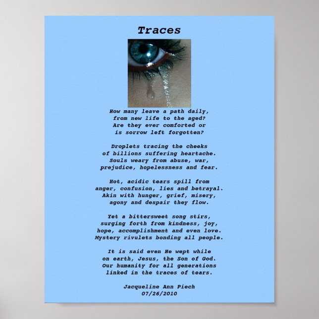 Affiche de poésie Traces (Devant)