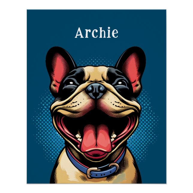 Affiche de popart de Bulldog en France (Devant)