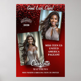 Affiche de porte de concours Red Glam Sparkle Page