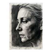 Affiche de portrait au fusain | Dessin de femme ex
