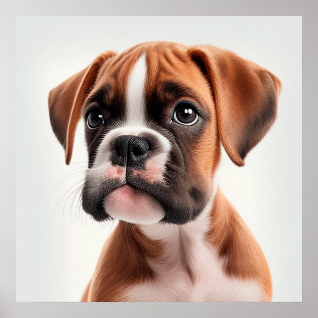 Affiche de portrait de chiot Boxer mignon (Devant)