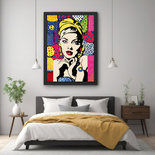 Affiche de portrait de femme dans le style Pop Art