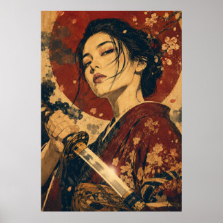 Affiche de portrait de femme japonaise sous le sol