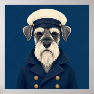 Affiche de portrait vintage du capitaine Schnauzer
