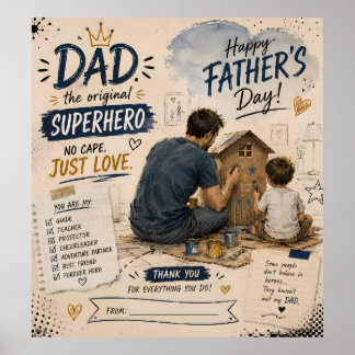 Affiche de poster de super-héros de papa personnal