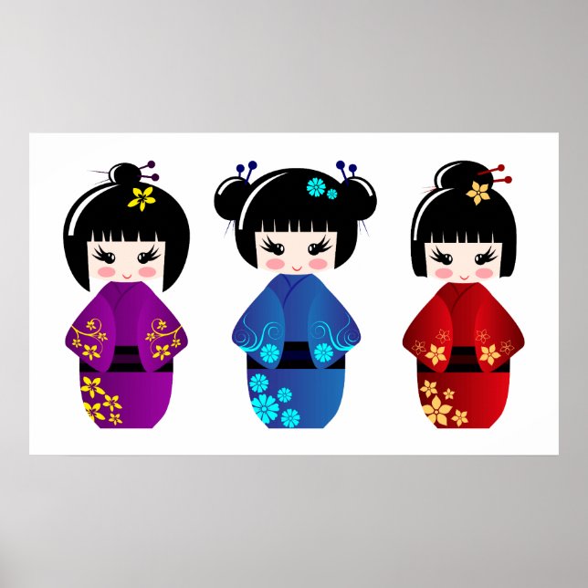 Affiche de poupées Kokeshi (Devant)