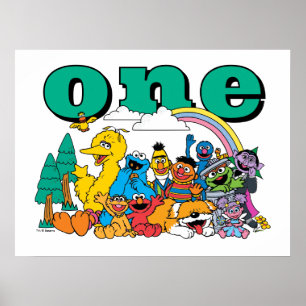 Affiche de premier anniversaire de personnages de 