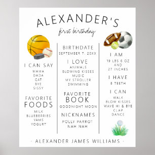 Affiche de premier anniversaire pour les sports de