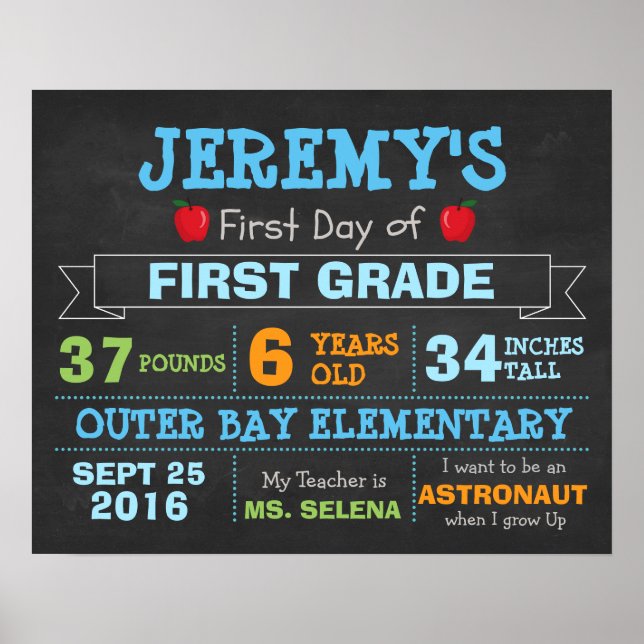 Affiche de premier jour d'école pour enfants Acces (Devant)