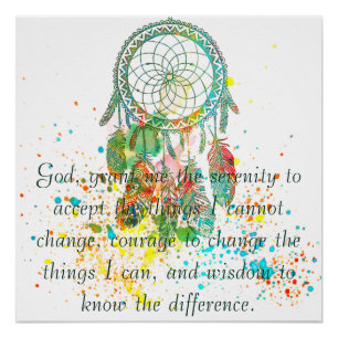 Affiche de prière de sérénité avec attrape-rêves é