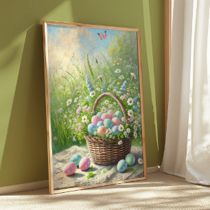 Affiche de printemps Panier de Pâques   Art mural 