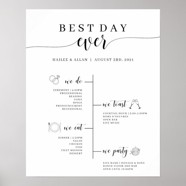 Affiche de programme de planning de mariage Meille (Devant)