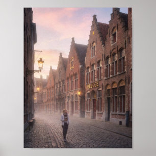 Affiche de promenade mystique au crépuscule à Brug