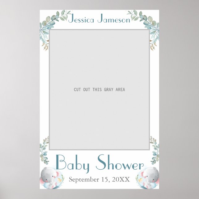 Affiche de prop de photo de baby shower à l'aquare (Devant)