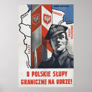 Affiche de propagande polonaise Poteaux-frontières