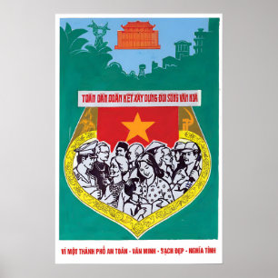 Affiche de propagande Vietnam Nous construisons un