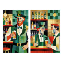 Affiche de pub irlandais cubiste moderne