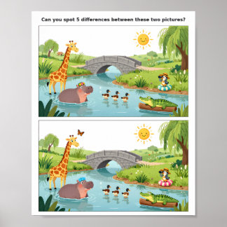 Affiche de puzzle à différences colorées 