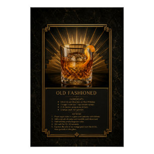Affiche de recette Old Fashioned Art de bar