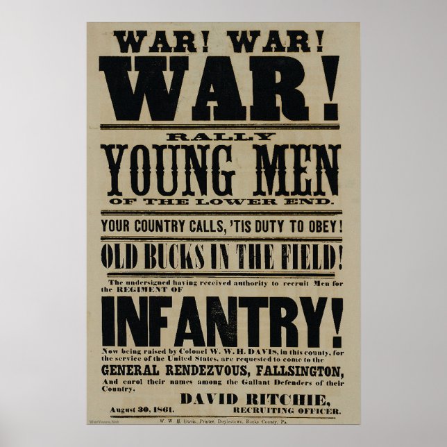 Affiche de recrutement de la guerre civile (Devant)