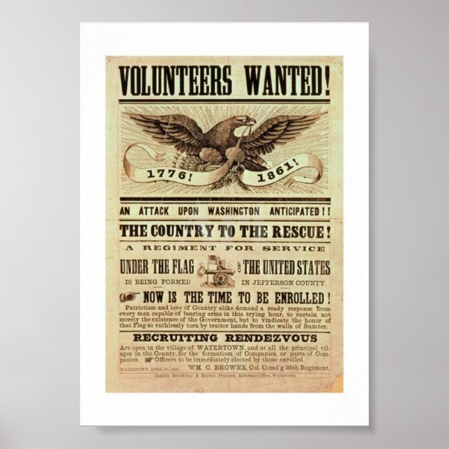 Affiche de recrutement de la guerre civile (Devant)