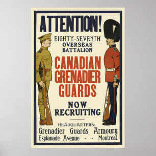 Affiche de recrutement des Gardes grenadiers canad