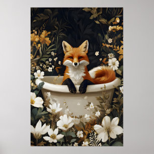 Affiche de renard dans la baignoire, Affiche drôle