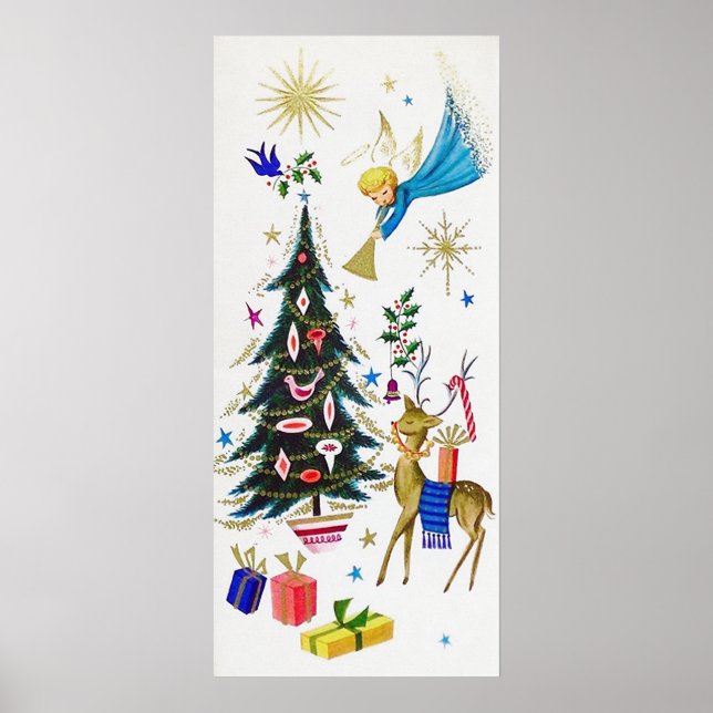 Affiche de rennes Retro Vintage Christmas Angel (Devant)