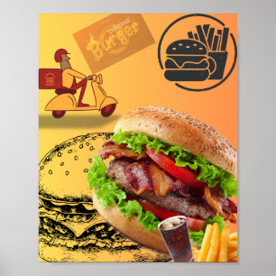 Affiche de restaurant de fast-food Burger Vintage 
