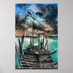 Affiche de rêve de coucher de soleil sur la mer - 