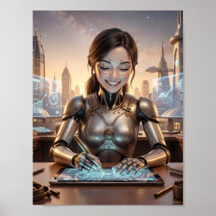 Affiche de rêve de créateur de robots androïdes fu