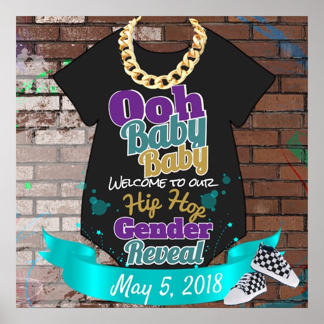 Affiche de révélation de genre Hip hop violet et T (Devant)