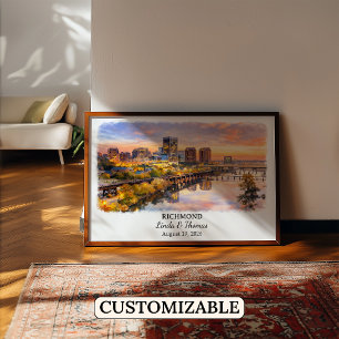 Affiche de Richmond Virginie, Aquarelle, Sur mesur