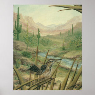 Affiche de roitelet de cactus de désert