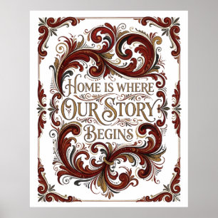 Affiche de Rosemaling nordique, La maison est l'en