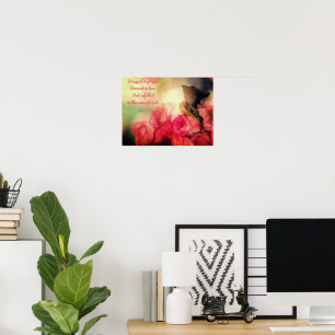 Affiche de roses roses avec une citation édifiante